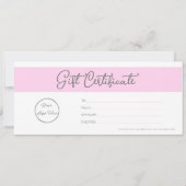 Carte Pastel rose avec logo féminin certificat cadeau (Dos)
