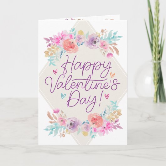 Carte Pastel Shabby Chic Floral Romantique Saint Valenti (Devant)