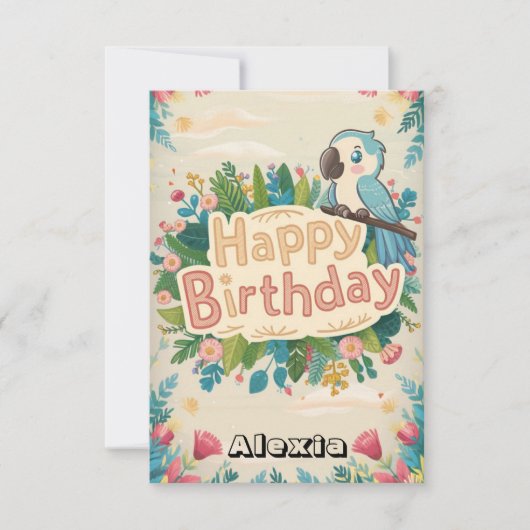 Carte Pastel Simple Parrot Digital Anniversaire (Devant)