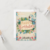 Carte Pastel Simple Parrot Digital Anniversaire (Devant/Arrière en situation)