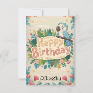 Carte Pastel Simple Parrot Digital Anniversaire