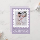 Carte Pastel Soft Light Lavender Joyeux Noël Photo (Devant/Arrière en situation)