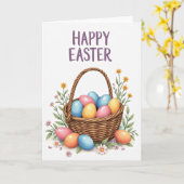 Carte Pastel Spring Eggs Basket Card (Fleur jaune)