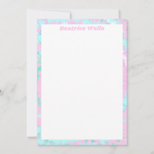 Carte Pastel Tie Dye Motif Pink Aqua Mint Green