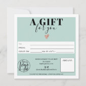 Carte Pastel turquoise bleu carré certificat cadeau logo (Devant)