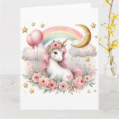 Carte Pastel Unicorn (Fleur jaune)