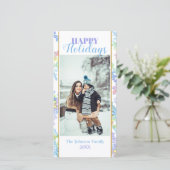 Carte Pastel Watercolor Winter Snowflake Photo Noël (Debout devant)