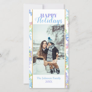 Carte Pastel Watercolor Winter Snowflake Photo Noël