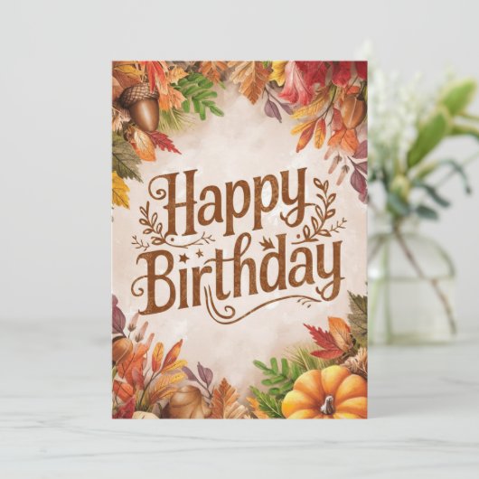 Carte Pastel Whimsical Woods Automne Automne Happy Anniv (Debout devant)