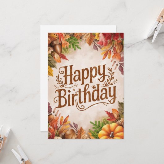 Carte Pastel Whimsical Woods Automne Automne Happy Anniv (Devant/Arrière en situation)