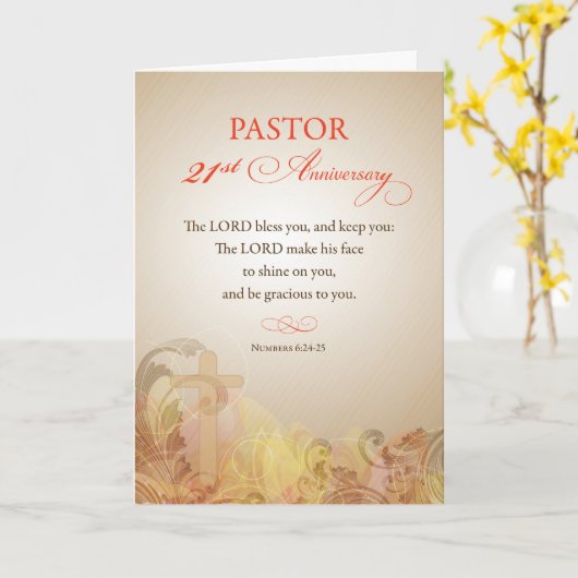 Carte Pasteur 21e anniversaire de la bénédiction de l'or (Fleur jaune)