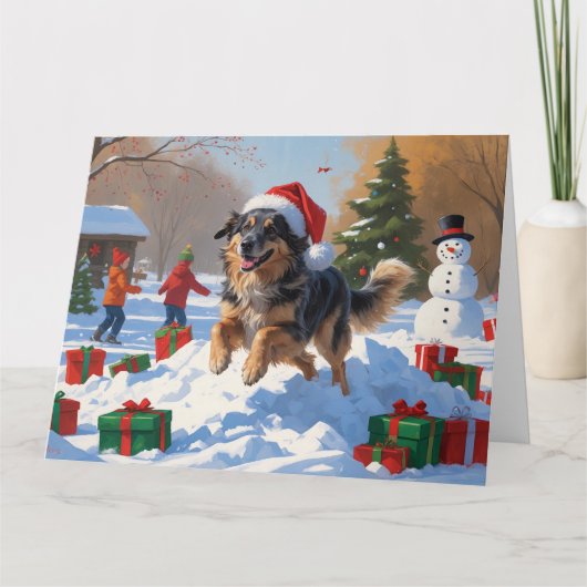 Carte Pasteur anatolien Noël Festif Neige (Devant)