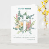 Carte Pasteur Bon rétablissement Croix religieuse avec f (Fleur jaune)