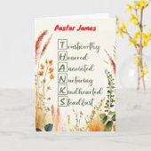 Carte Pasteur Clergé Appréciation Jour Nom personnalisé  (Fleur jaune)