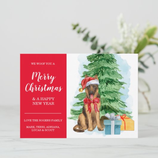 Carte Pasteur de Noël bon marché Santa Hat Tree Card (Debout devant)