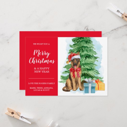 Carte Pasteur de Noël bon marché Santa Hat Tree Card (Devant/Arrière en situation)