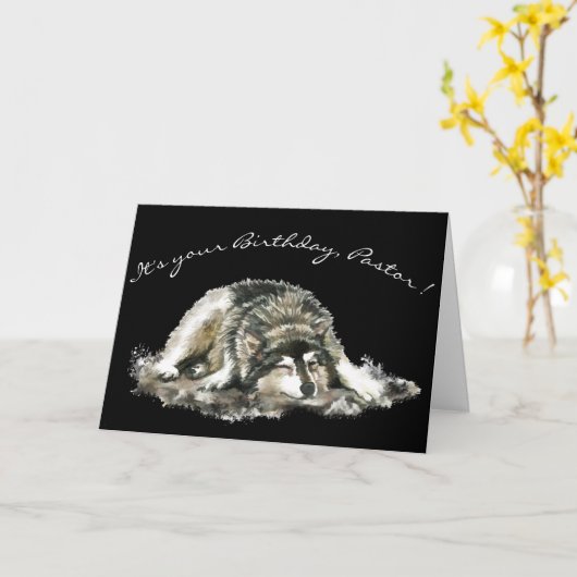 Carte Pasteur drôle Anniversaire Fatigué Nuit Husky Chie (Fleur jaune)