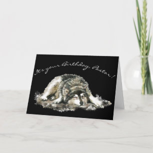 Carte Pasteur drôle Anniversaire Fatigué Nuit Husky Chie