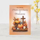 Carte Pasteur et famille Thanksgiving avec Cross Candle (Fleur jaune)