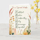 Carte Pasteur Fête des pères religieuse Mots Acrostiques (Fleur jaune)