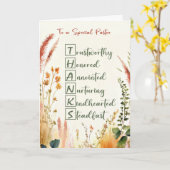 Carte Pasteur Jour d'appréciation Mots Acrostiques Fleur (Fleur jaune)