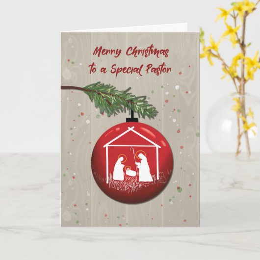 Carte Pasteur Noël Ornement avec Manger (Fleur jaune)