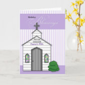 Carte Pasteur's Femme Birthday Blessings Church Purple (Fleur jaune)