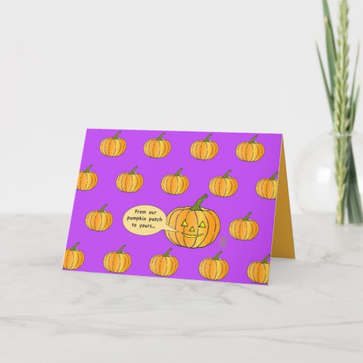 Carte Patch Citrouille Whimsical sur Fuschia Halloween (Devant)