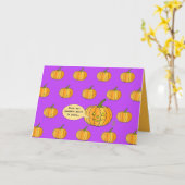 Carte Patch Citrouille Whimsical sur Fuschia Halloween (Fleur jaune)
