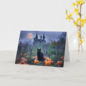 Carte Patch de Citrouille de chat noir Halloween (Fleur jaune)