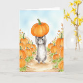 Carte Patch de citrouilles de lapin à l'aquarelle (Fleur jaune)