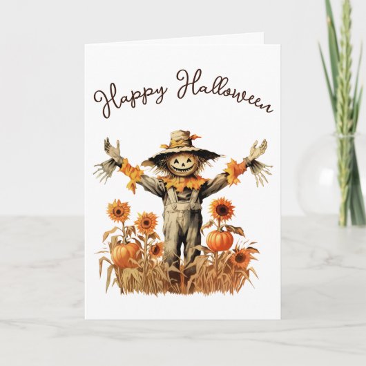 Carte Patch de citrouilles d'Halloween épouvantail vinta (Devant)