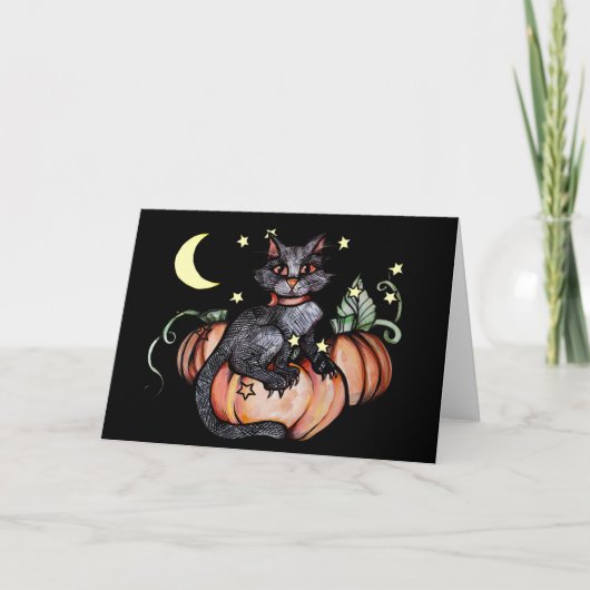 Carte Patch de citrouilles Lune du chat noir (Devant)
