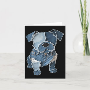 Carte Patch en denim rétro drôle imprimé animal chien