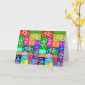 Carte Patchwork Bicyclettes Art (Fleur jaune)