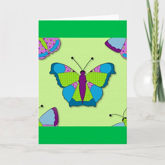 Carte Patchwork Butterfly Pattern on Green