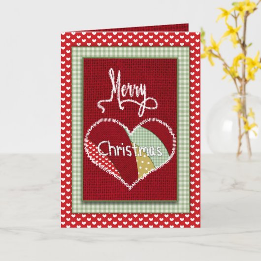 Carte Patchwork Coeur de couverture de Noël Imprimer (Fleur jaune)