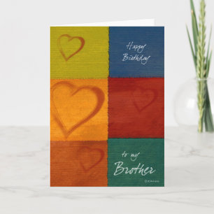 Carte Patchwork Colors and Heart Brother's Birthday Card