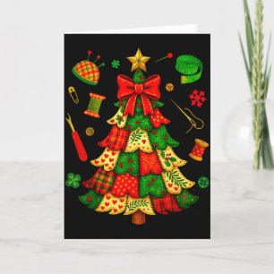 Carte Patchwork d'arbre de Noël Broderie Couturière Cout
