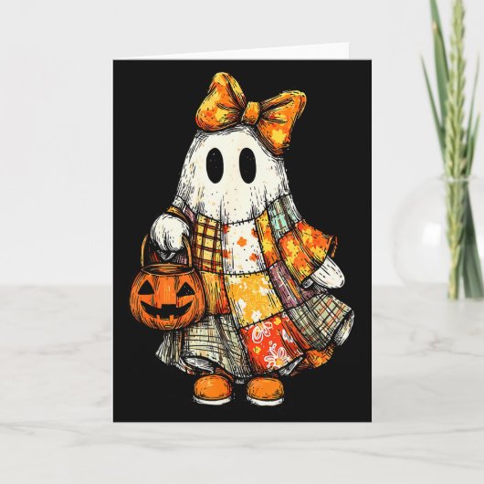 Carte Patchwork de fantôme de Halloween Couturière à l'a (Devant)