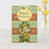 Carte Patchwork Floral (Fleur jaune)