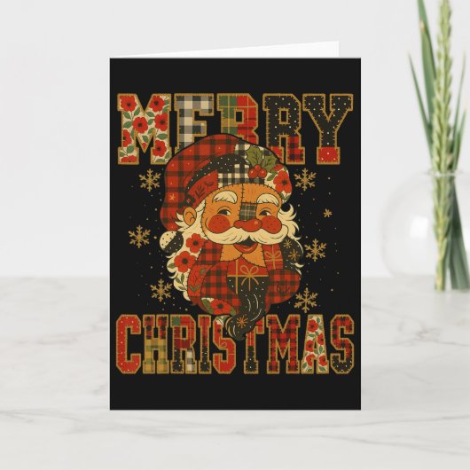 Carte Patchwork Noël Hugvyn Père Noël Joyeux Noël (Devant)