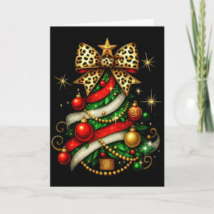 Carte Patchwork Noël Joyeux Noël Arbre Coquette Léopard