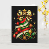 Carte Patchwork Noël Joyeux Noël Arbre Coquette Léopard (Fleur jaune)