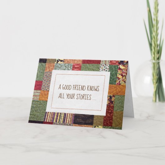 Carte Patchwork Quilt Anniversaire Pour Ami (Devant)