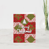 Carte Patchwork Quilt Custom Christmas Card Rouge Vert (Devant)