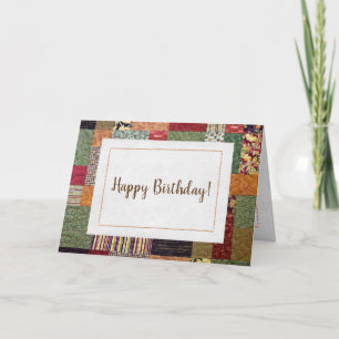 Carte patchwork quilt motif pour anniversaire