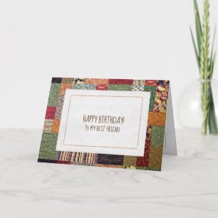 Carte patchwork quilt motif pour l'anniversaire de l'ami