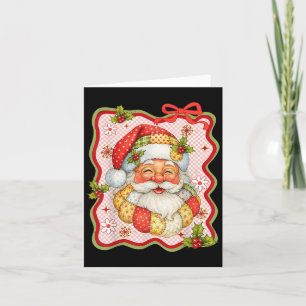 Carte Patchwork Santa Claus Rétro Noël Funny Mens W
