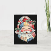 Carte Patchwork Santa Claus Rétro Noël Funny Mens W (Devant)